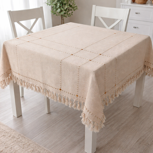 Manisa Dokuma Cendere naturel renk masa örtüsü 140*140 krem