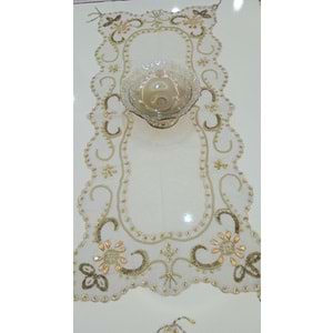 fransız organize ipek Vitrin seti boncuklu model 2 16 parça Gold