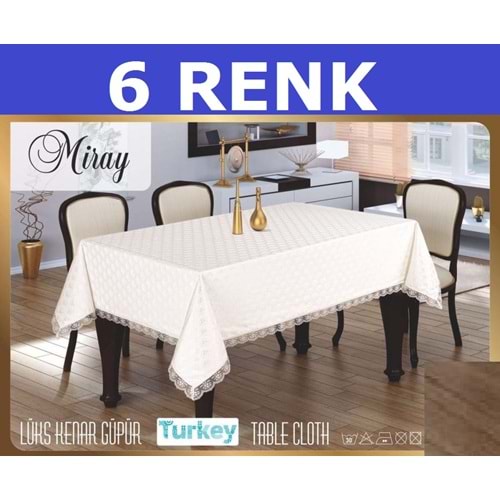 Fransız Güpürlü KDK Dertsiz Masa Örtüsü 155x215 (SEÇENEKLİ)