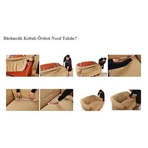 Altın Kelebek Bürümcük Koltuk Örtüsü Maxi Takım (3+3+1+1)-Bej