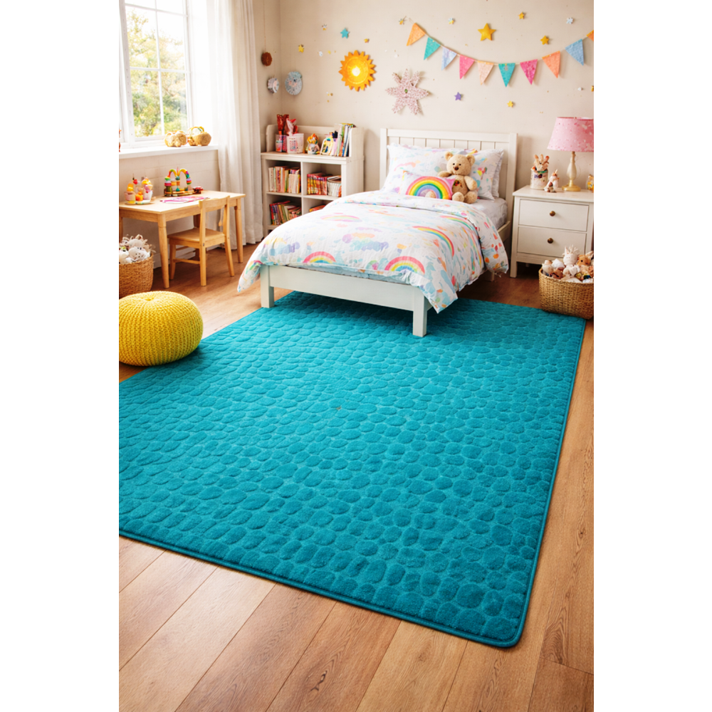 Döpland 3D Firuze Dekoratif Halı 100x150 - Ördek Mavisi