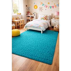 Döpland 3D Firuze Dekoratif Halı 100x150 - Ördek Mavisi