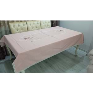 Royal Home Milano 8 Kişilik Dantelli Masa Örtülü Yemek Seti pembe