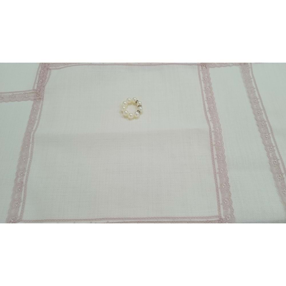Royal Home Milano 8 Kişilik Dantelli Masa Örtülü Yemek Seti pembe