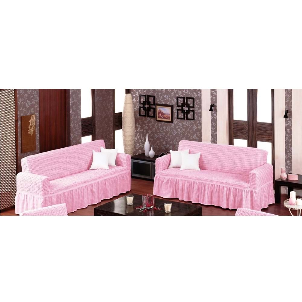 Altın Kelebek Bürümcük Koltuk Örtüsü Maxi Çekyat (3+3)-Pembe
