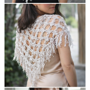 Mandaş El örgü Üçgen Omuz şalı beyaz 135*70 CM