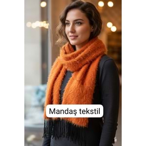 Mandaş Style El Dokuma Angora Bayan Şalı-Hardal