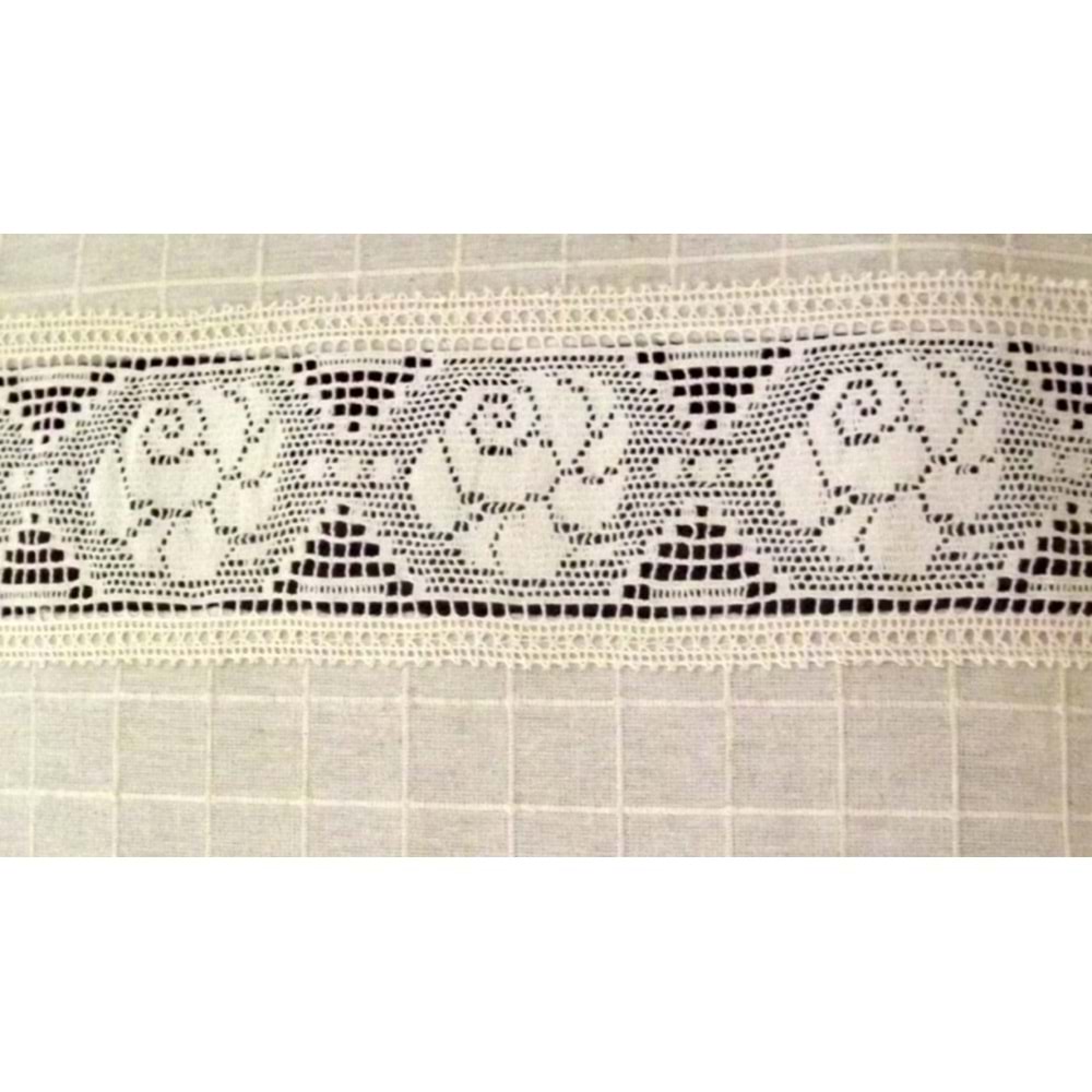 El İşi Dantelli Naturel Buldan Perdesi (140*200)