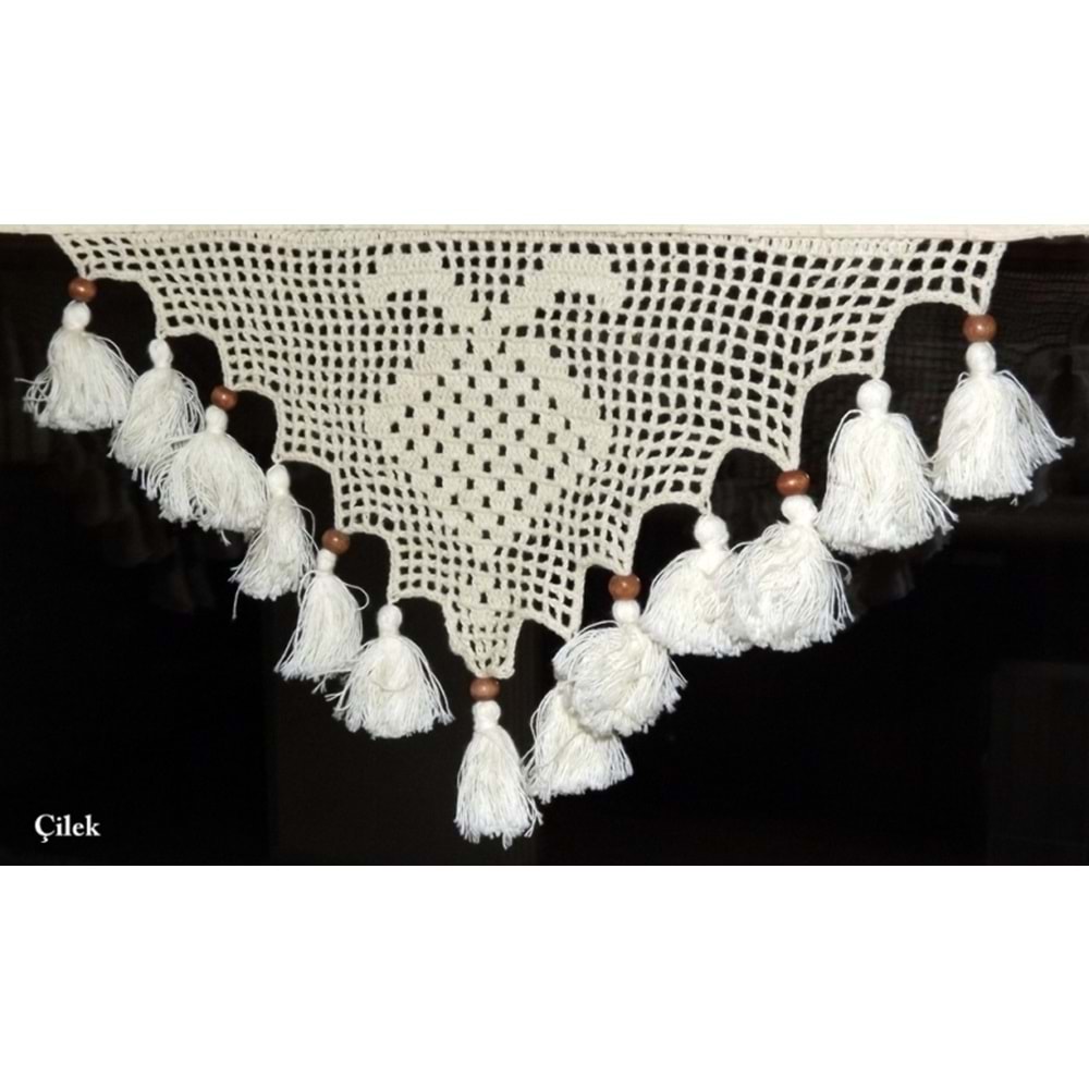 El İşi Dantelli Naturel Buldan Perdesi (140*200)