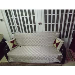 Milenyum Saraylı Lüx Kolsuz Koltuk Örtüsü Takımı (3+3+1+1)-Gümüş